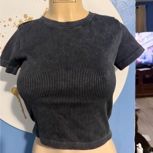 Forever 21 Black Ribbed Crop Top